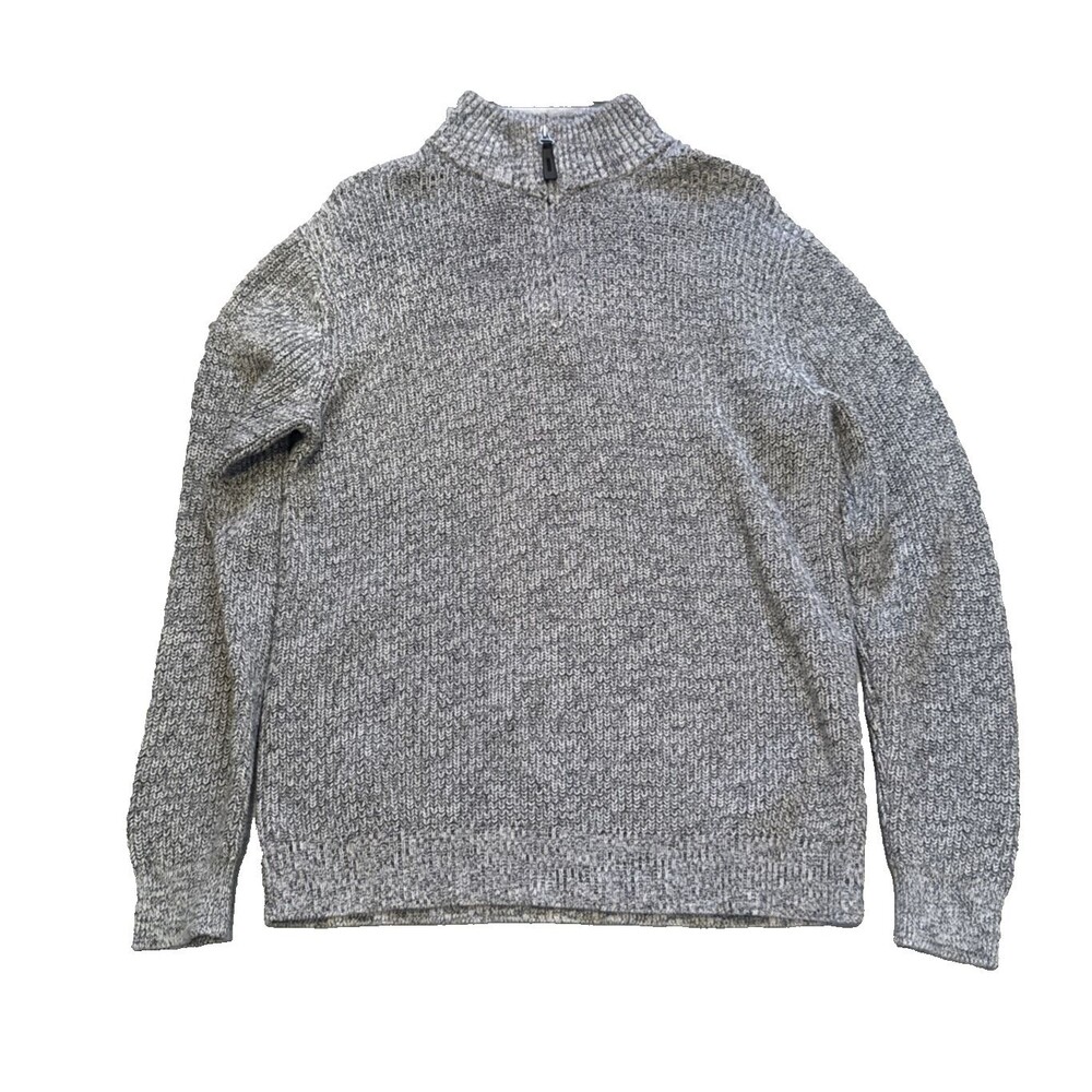 Men’s Old Navy Quarter Zip Sweater Medium Tall Gray Cotton